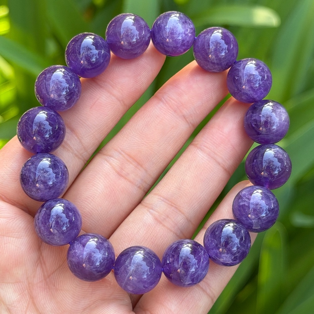 13mm stretchable purple amethyst bracelet 0623
